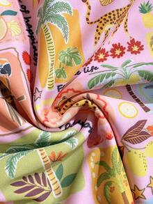 Soleia Modest Cute Flounce Print One-Piece Swimsuit, Suitable For Beach Vacation - Pink - View 6