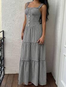 Sunnyshic 喇叭裙，优雅淑女风连衣裙 - 黑色 - 查看 6