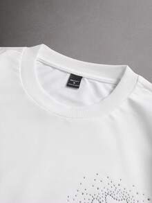 STYNVO Áo thun nam cổ tròn đính đá, áo thun nam họa tiết, áo thun trắng, áo thun nam tay ngắn - trắng - Xem 5