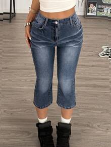 Muchica Women's Fashionable Casual 7/8 Length Jeans - Medium Wash - View 8