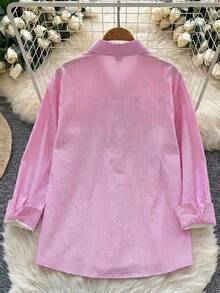 Franclia Áo kiểu nữ thanh lịch kẻ sọc hoa đính cườm - Nhiều màu - Xem 2