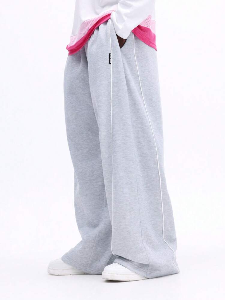 Heathered Sweatpants With Side Piping