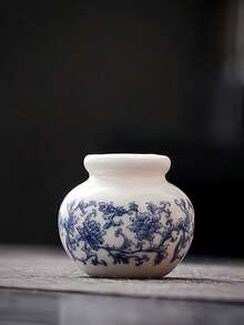 1 ultra-mini blau-weiße Porzellanvase (4,5 * 4 * 2,5 cm, etwa die Länge von zwei Zeigefingern erwachsener Personen; bitte nicht kaufen, wenn dies ein Problem darstellt) - glasierte Keramikvase, Heimdekoration, chinesischer Stil dunkelblau Vase, geeignet als Tischdekoration. - Verschiedenfarbig - Übersicht 22