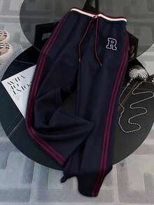 Franclia Regular Hooded Long Sleeve Cardigan Top + Straight Leg Pants - Navy Blue - View 5