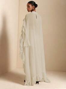 SHEIN Veneréa Women's Retro Elegant Ruffled Collar Blouse - Apricot - View 2