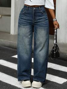 DAZY Women's Streetwear Loose Fit Jeans - Blue - View 1