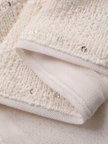 Livesso 女士宽松蝙蝠袖亮面T恤针织衫 - 米色 - 查看 7