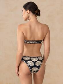 Swim Oasis Women's Summer Beach Print Bandeau Sexy Bikini Set With Kimono Cover-Up - Multicolor - View 4