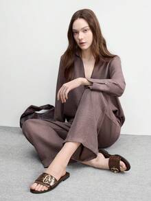 CUCCOO BIZCHIC Spring And Summer New Women's Outdoor Flat Square Toe Rhinestone Minimalist Sandals, Thick Sole Anti-Slip Open Toe Casual Versatile Beach Sandals Summer Shoes - Coffee Brown - View 6