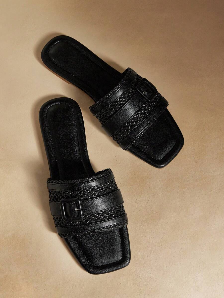 Rosivie Flat-Bottomed Slippers Women's Autumn And Summer Wear Bohemian Style Drag Fashion Retro Beach Sandals Women's Shoes - Black - View 1