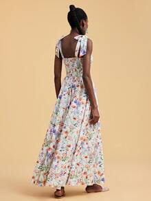 Travachic 女士碎花简约休闲无袖连衣裙，春夏穿搭，节日礼服，优雅派对礼服，海滩度假装，婚礼宾客礼服，正式毕业礼服，碎花连衣裙，女士职业装，节日礼服，复活节礼服，沙滩连衣裙，女士碎花连衣裙 - 藍色 - 查看 3