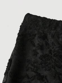 SHEIN MOD Chân váy đuôi cá thanh lịch, bất đối xứng, có họa tiết dành cho nữ. - màu đen - Xem 3