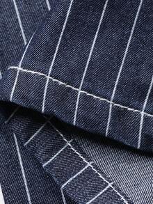 Livesso Conjunto de verano de mujer de mezclilla con cuello en V sin mangas y botones delanteros - Azul - Ver 7