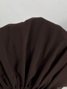 SHEIN PETITE Women's Pleated Halter Neckline Waist-Tied Backless Tank Top Coffee Brown Top - Coffee Brown - View 9