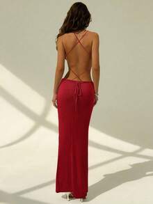 Aloruh Handmade Crochet Tight Floral Slip Dress, Romantic For Beach, Dating, Summer Vacation,Summer Dresses For Women - Burgundy - View 2
