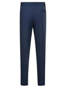 Manfinity Bizformal Men's Solid Color Casual Pants With Belt Loops And Pockets, Minimalist And Versatile, Formal - Navy Blue - View 6