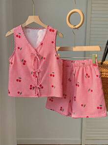 2pcs Girls Colorful Tank Top Set, Fitted Soft Style, Suitable For Home, Sports, Weekend Activities And Daily Wear All Year Round - Multicolor - View 1