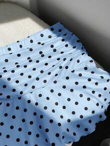 Comfortcana Summer Polka Dot Ruched A-Line Mini Skirt - Baby Blue - View 6