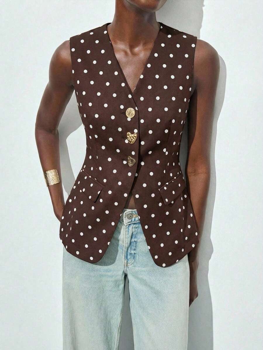 Áo blazer dài tay ôm dáng thanh lịch, nhẹ nhàng của MAIJA - màu nâu - Xem 1