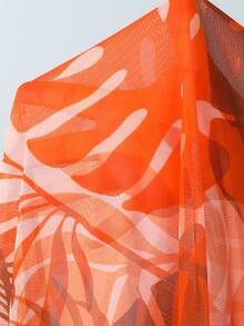 Swim Oasis Conjunto de bikini con estampado floral retro caramelo marrón estilo europeo y americano 2026 - Top de tankini con cuello halter y tirantes anudados + Bottom de triángulo de cintura alta + Falda pareo transparente, elástico y sin ataduras, traje de baño estilo para sesión de fotos en la playa - Multicolor - Ver 11