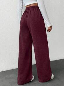 EURMUSE Pantalones de chándal casuales con cordón para mujer de talla grande - Burdeos - Ver 2