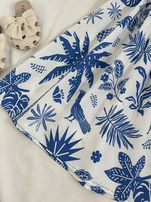 Travachic KIDS Vestido sin mangas con estampado floral y volantes en el bajo para niñas preadolescentes en vacaciones de verano - Azul - Ver 5