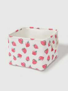 ROMWE Kawaii Cartoon Strawberry Pattern Portable Large-Capacity Laundry Basket, - strawberry - View 2
