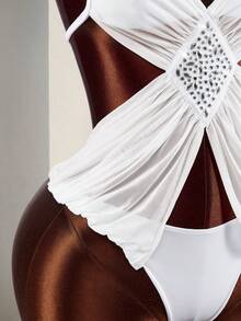 Amplova 2026 低胸镂空性感连体衣 - 白色 - 查看 7