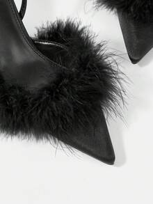 CUCCOO HITCHD Women's Pointed Toe Buckle Design Fashionable High Heels, Versatile For Daily Wear - Matte Black - View 6