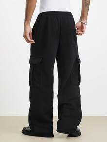 TOKVUE Pantalones cargo jogger de unicolor casual para hombres - Negro - Ver 2