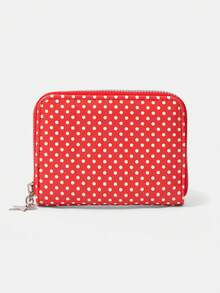 HELLO KITTY AND FRIENDS | SHEIN Dompet Koin Portabel Bergaya Motif Polkadot Merah dengan Kapasitas Besar - Merah - View 2