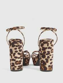 CUCCOO LuxiPop Giày sandal cao gót đế xuồng thanh lịch dành cho nữ, thích hợp cho tiệc cưới, Giáng sinh, Năm mới và nhiều dịp khác. - Mẫu da báo - Xem 9