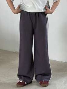 DAZY Tween Boy Side Stripe Wide Leg Loose Casual Pants - Grey - View 6