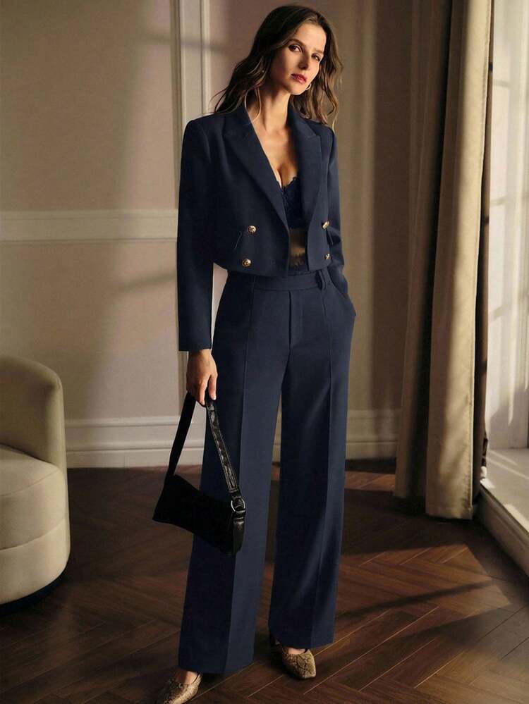 CONTRAST LACE SEAM FRONT SUIT PANTS, AUTUMN/WINTER