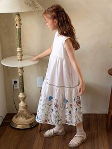 DAZY 女童圆领无袖连衣裙 - 白色 - 查看 3