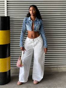 StreetHx Women's Fashionable Casual Denim Cropped Jacket And Coat - Light Wash - View 6