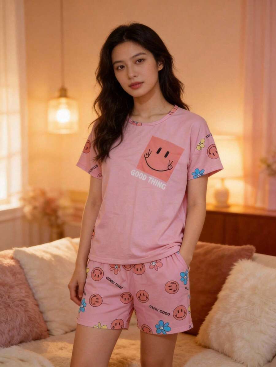 PIJAMA SUAVE FRESCA PARA MUJER - ROSA CLARO - Ver 1