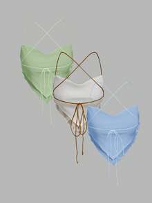 SHEIN MOD 三件套女士吊带网纱露背吊带衫，佩斯利新月印花，黑白配色——浪漫可爱Y2K风格，完美适用于度假、约会、野餐、派对、舞会、节日和生日等场合。 - 淺藍色 - 查看 2