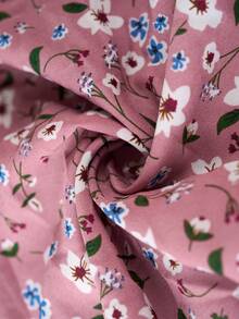 Plus Size Women's Ditsy Floral Bow Tie Ruffle Hem Casual Dress - Pink - View 6
