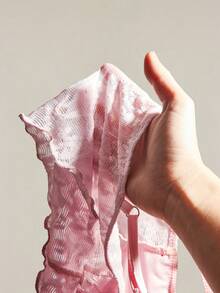 SHEIN ICON Áo hai dây buộc eo, xẻ tà, chất liệu jacquard có họa tiết. - Màu tím hoa cà - Xem 11