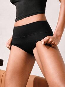 3pcs/Pack White, Black, Khaki High-Waisted Shaping Cotton Briefs For Women - Multicolor - View 6
