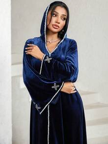 Al Najma 保守休闲女式阿拉伯风格连衣裙 - 寶藍色 - 查看 5