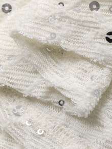 DAZY Đầm midi dáng đuôi cá trễ vai đính sequin ren thanh lịch dành cho nữ, thích hợp cho mùa xuân/hè, váy dự tiệc cưới, đầm hè. - trắng - Xem 8