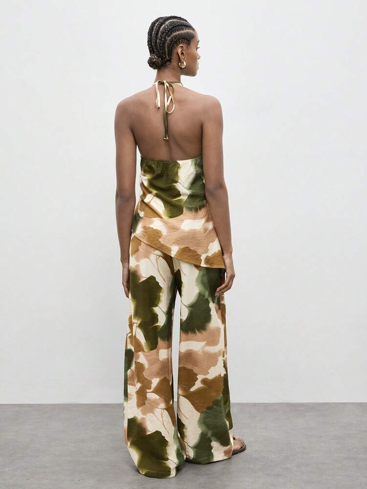 SHEIN Maija Women's Tie-Dye Print Backless Halter Top And Pants Two Pieces Set, Summer Fashion, Summer Suits , Summer Suits For Women, Summer Outfits, Summer Clothes, Spring Outfit Women, Spring Clothing, Spring Clothes Women, Spring Break Outfits, Spring Outfit, Festival Suits For Women, New Festival Suits, St Patrick's Day, São João, Beach Suits, Beach Outfit For Women, Elegant Suits Women, Elegant Suits, Women's Suits With Tie-Dye Floral Pattern, Halter Neck Strap, Asymmetrical Hem Design, Backless Top, Green Women's Suit  St Patrick's Day Women Easter Summer Outfits Easter Dress Women Party Top Beach Dress Summer Holiday Outfits Each Vacation Outfits For Women  Summer Outfit For Women Going Out Outfits Graduation Graduation Outfit  Casual Dresses  Casual Blouses For Women