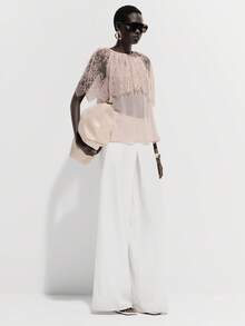 Chiquease Women's Round Neck Sleeveless Contrast Lace Blouse Women's Blouses For Summer Lace Top - Champagne - View 6