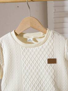 SHEIN 男童圆领休闲百搭日常短袖T恤 - 杏色 - 查看 7