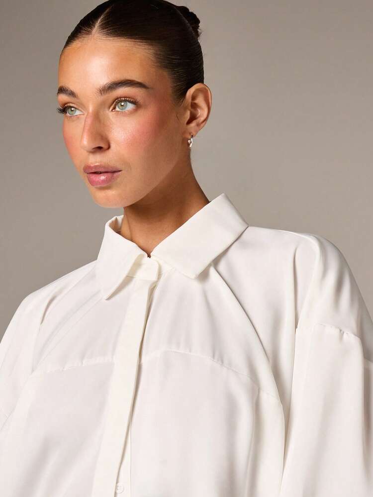 Long Sleeve Cropped Button Shirt