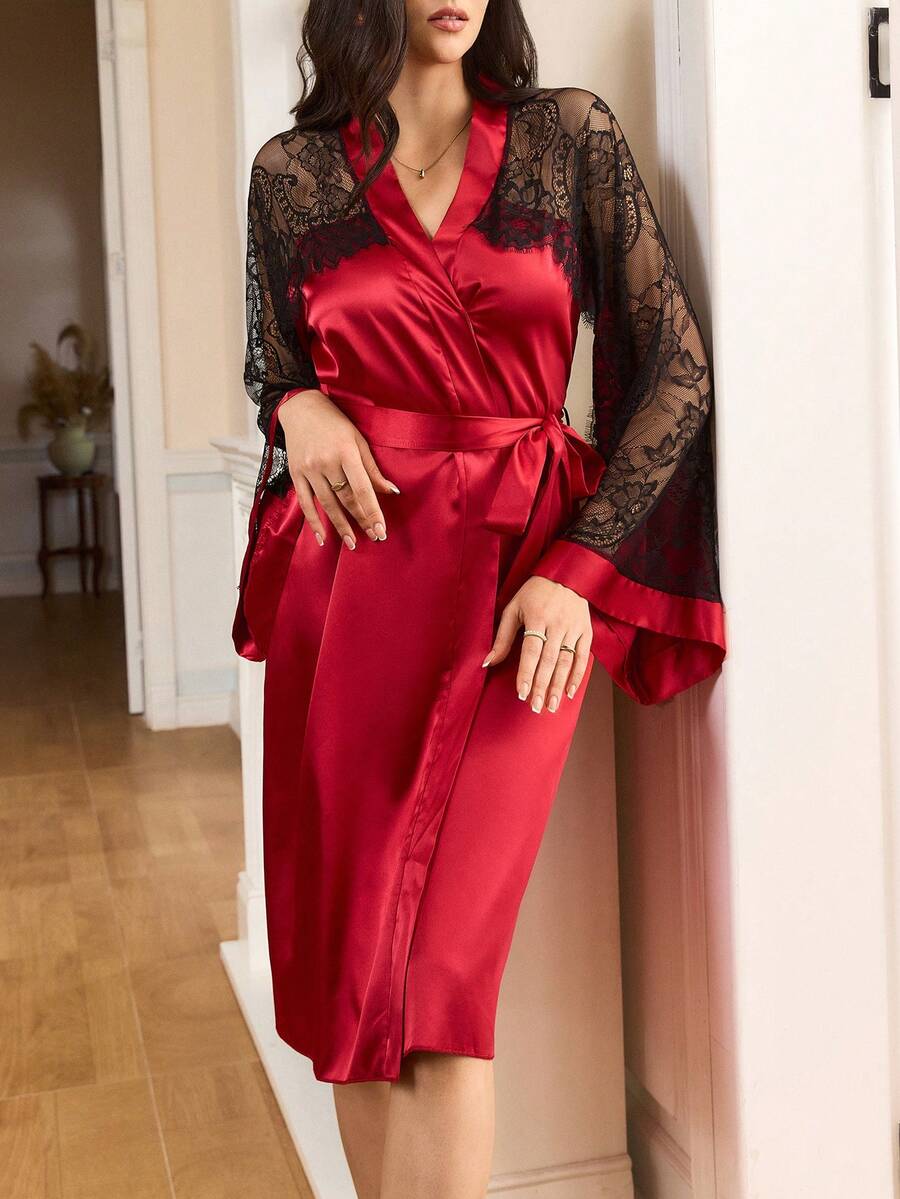 Moireta Robe de femme élégante, mature et sexy en satin avec contraste ...