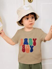 Cozy Pixies 2pcs Baby Boy Letter Pattern Knit Soft Round Neck Short Sleeve Top And Elastic Waist Shorts Set - Multicolor - View 9