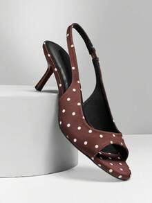 SHUZIA 女士简约优雅后系带细高跟凉鞋 - 咖啡棕 - 查看 7